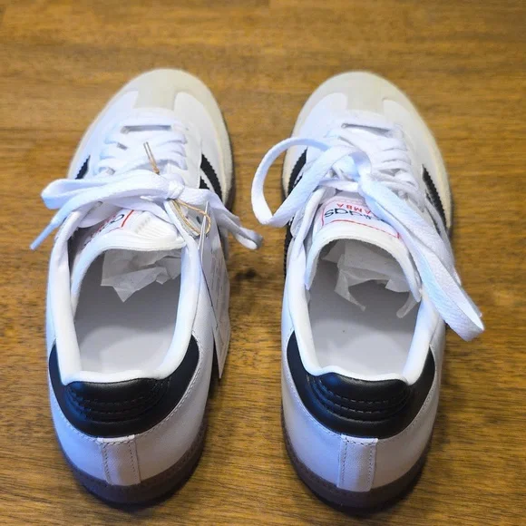 Adidas Samba White and Black Leather Classic Sneakers 8M 9W NWT (IH6001) - Picture 4 of 11